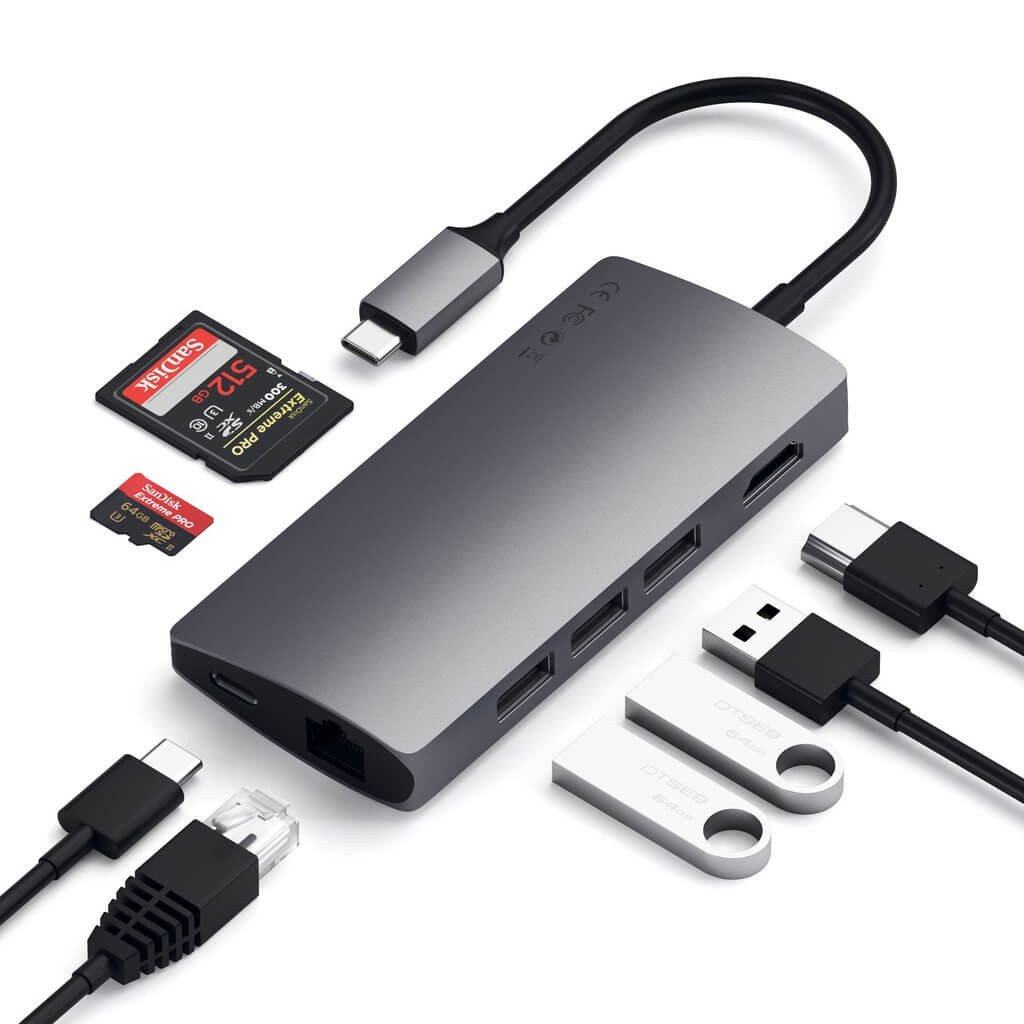 Satechi USB-C Hybrid Multiport Adapter with SSD enclosure space gray