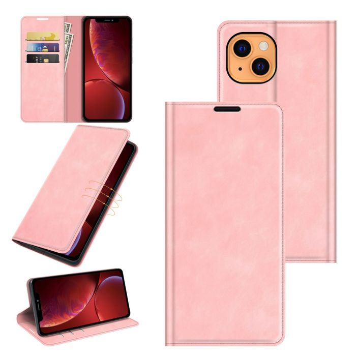 Casecentive Magnetic Leather Wallet case iPhone 13 pink