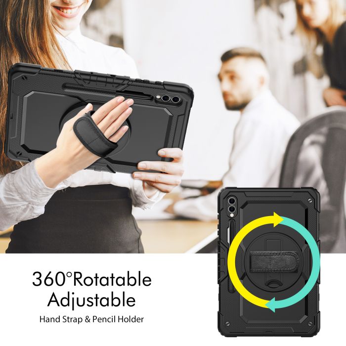Casecentive Handstrap Pro Hardcase with strap Galaxy Tab S9 Ultra black