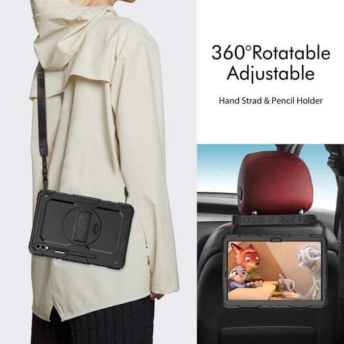 Casecentive Handstrap Pro Hardcase with strap Galaxy Tab S9 Ultra black
