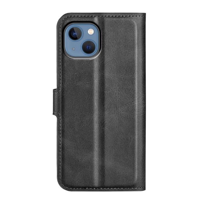 Casecentive Leather Wallet case with closure iPhone 15 Black