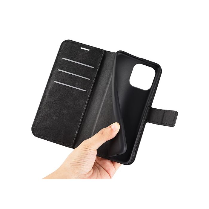 Casecentive Leather Wallet case with closure iPhone 16 Pro black