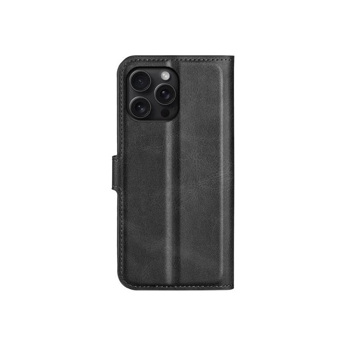 Casecentive Leather Wallet case with closure iPhone 16 Pro black