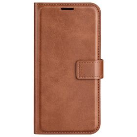 Casecentive Leather Wallet case with closure iPhone 16 Brown