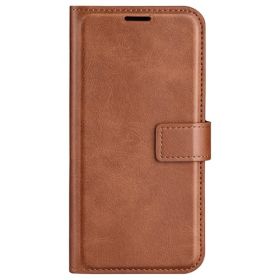 Casecentive Leather Wallet case with closure iPhone 16 Pro tan